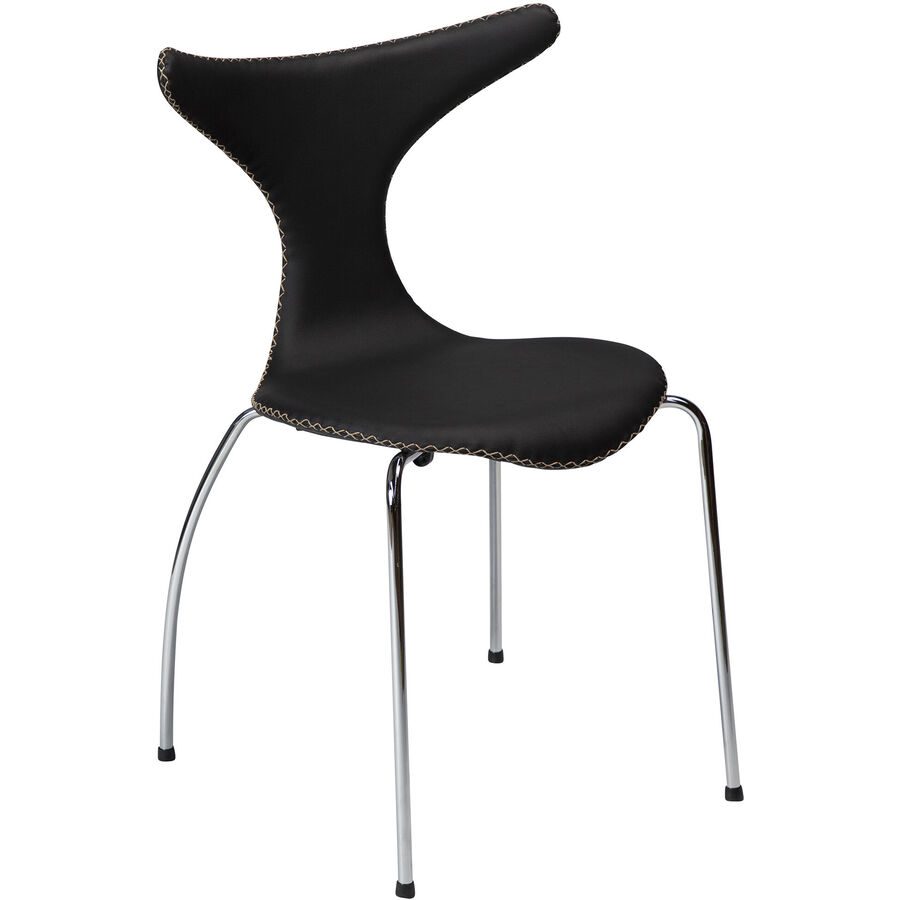 DAN-FORM Stuhl 4er-Set Dolphin Schwarz/Silber Leder 55 cm - Stuhl 4er-Set