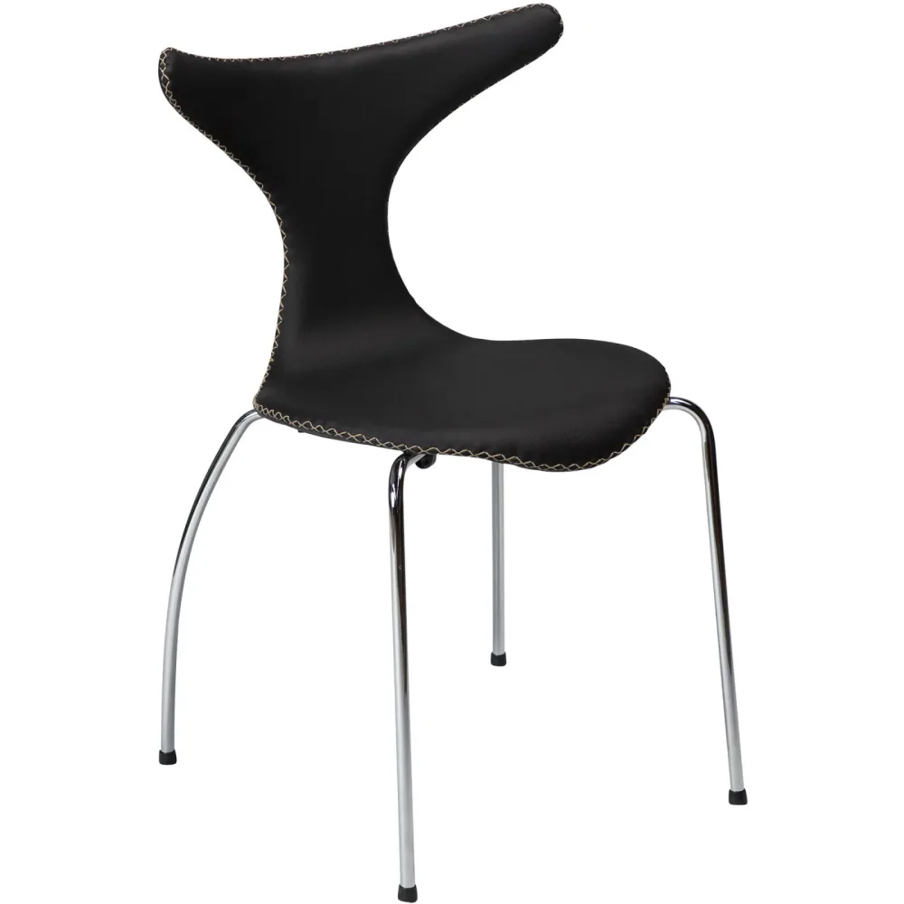 DAN-FORM Stuhl 4er-Set Dolphin Schwarz/Silber Leder 55 cm - Stuhl 4er-Set