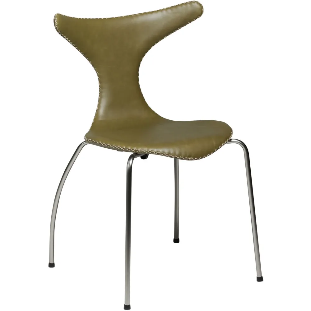 DAN-FORM Stuhl 4er-Set Dolphin Grün Kunstleder 55 cm - Farbe: moosgrün - Stuhl 4er-Set