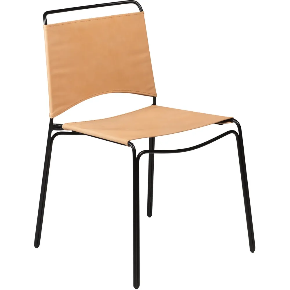 DAN-FORM Stuhl 4er-Set Paz Braun Leder 47 cm - Farbe: Hellbraun - Stuhl 4er-Set