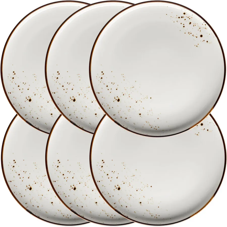 MÄSER Speiseteller-Set 6-tlg. Pintar Braun/Weiss Porzellan 27 cm - Farbe: weiss/braun - Speiseteller-Set 6-tlg.