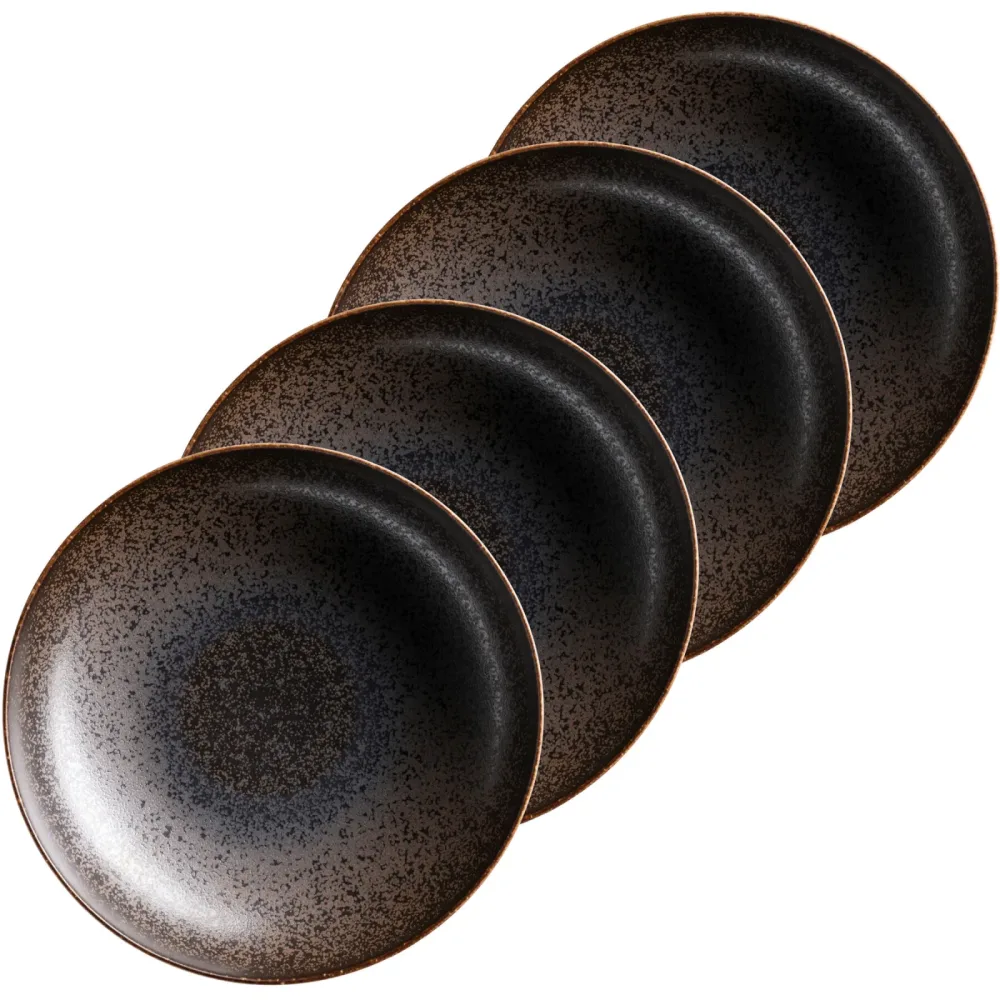 MÄSER Pastateller-Set 4-tlg. Powerful Braun/Schwarz Porzellan 24 cm - Pastateller-Set 4-tlg.