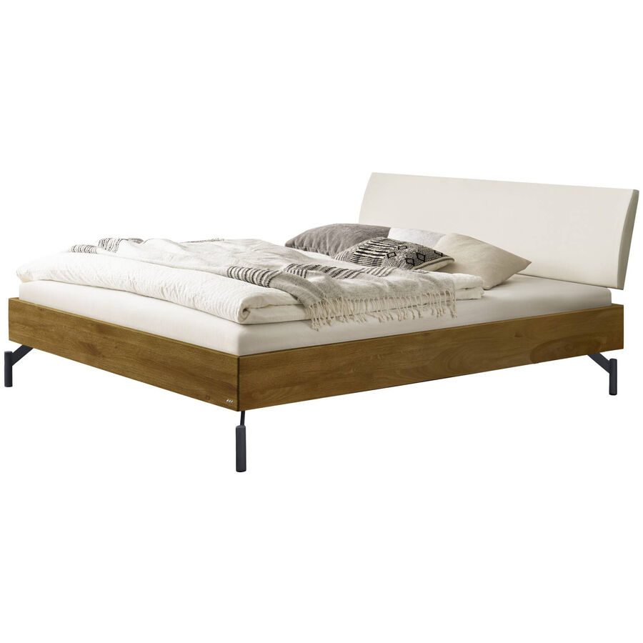 Hasena Bett Sassari Braun Holz 160 x 200 cm - Farbe: Anthracit / Weiss / Braun - Material: Eiche massiv - Bett