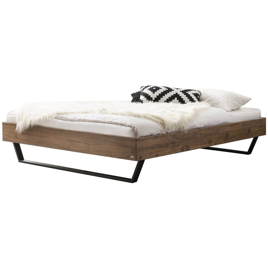 Hasena Bett Sassari Braun Holz 160 x 200 cm - Farbe: Anthracit / Braun - Material: Nussbaum - Bett