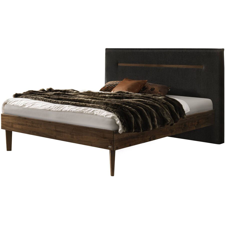 Hasena Bett Sassari Braun Holz 140 x 200 cm - Farbe: Anthracit / Braun - Material: Nussbaum - Bett