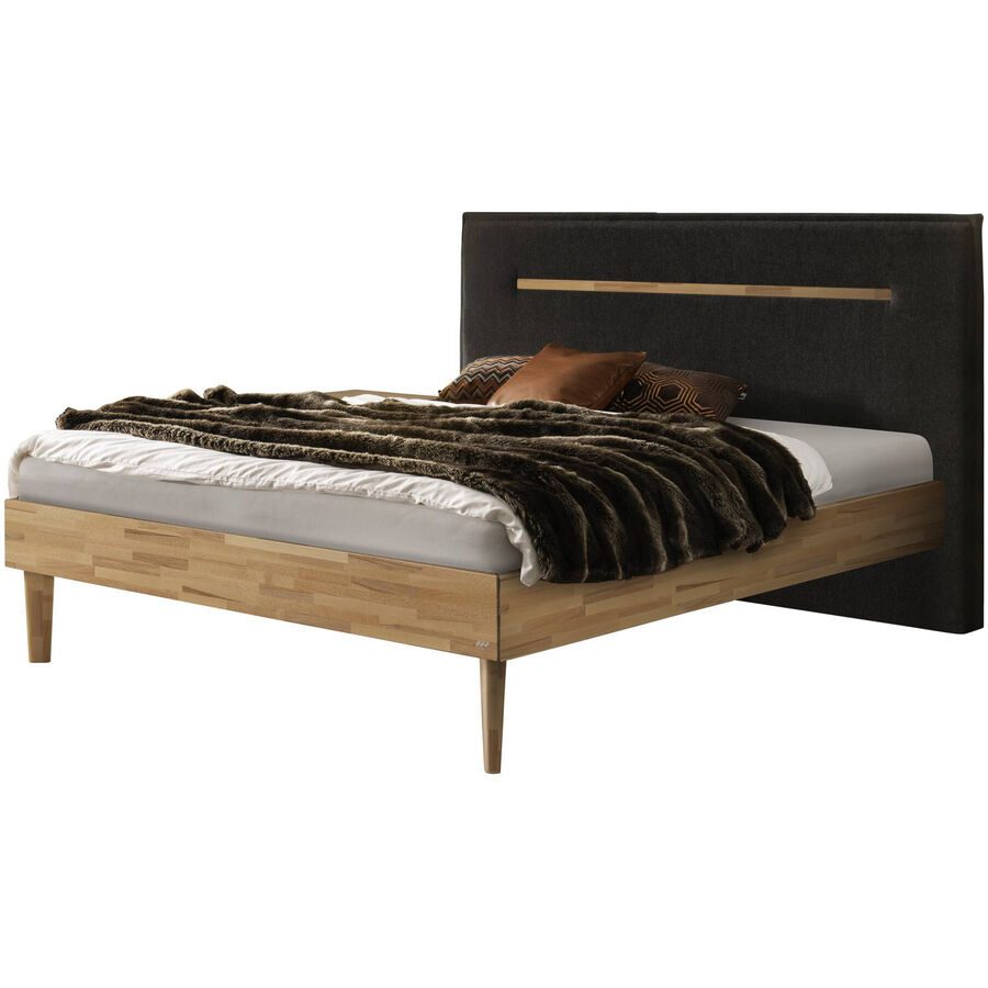 Hasena Bett Sassari Braun Holz 140 x 200 cm - Farbe: Anthracit / Braun - Material: Kernbuche massiv - Bett