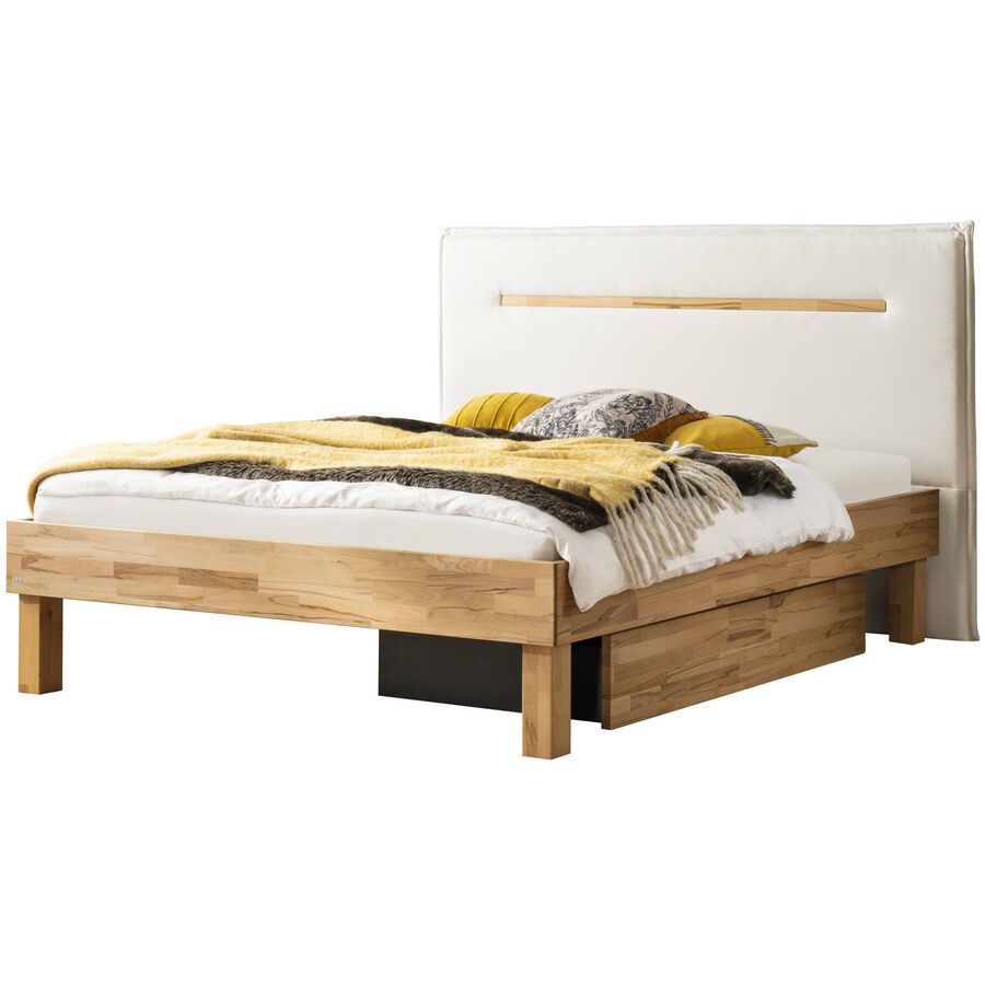 Hasena Bett Sassari Braun Holz 160 x 200 cm - Farbe: Kernbuche/white - Material: Kernbuche massiv - Bett