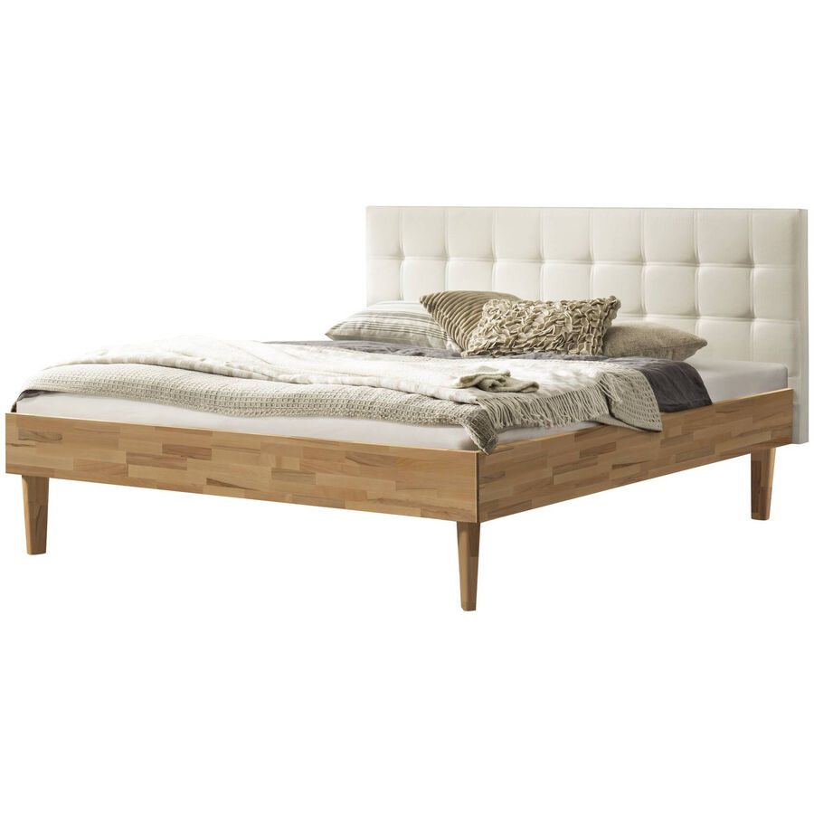 Hasena Bett Sassari Braun Holz 160 x 200 cm - Farbe: Kernbuche, weiss - Material: Kernbuche massiv - Bett