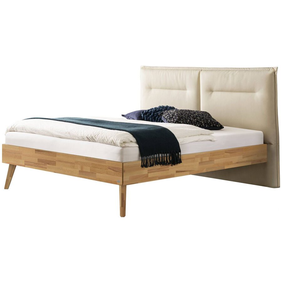 Hasena Bett Sassari Braun Holz 180 x 200 cm - Farbe: Kernbuche, cream - Material: Kernbuche massiv - Bett