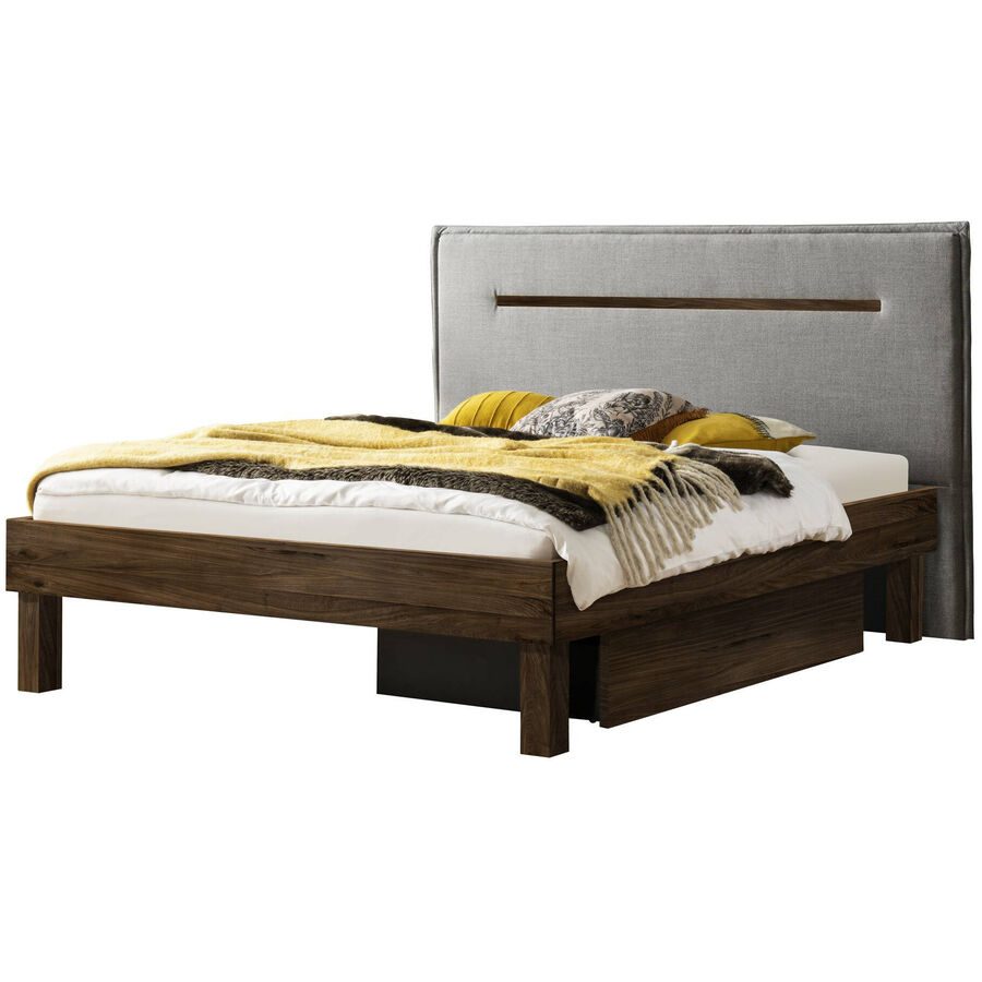 Hasena Bett Sassari Braun Holz 140 x 200 cm - Farbe: nussbaum, grau - Bett
