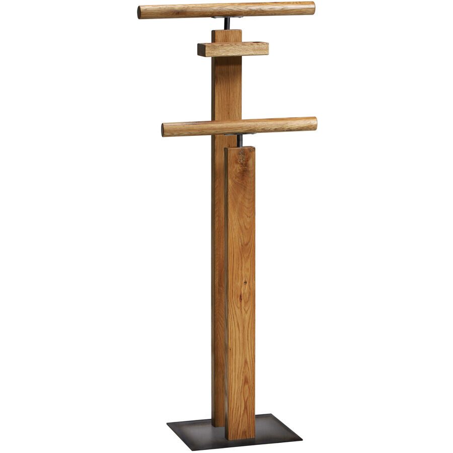 Hasena Herrendiener Claudio Braun/Grau Holz/Stahl 45 cm 107 cm - Farbe: Wildeiche, schmiedeisenfarbig - Material: Eiche massiv, Stahl - Herrendiener