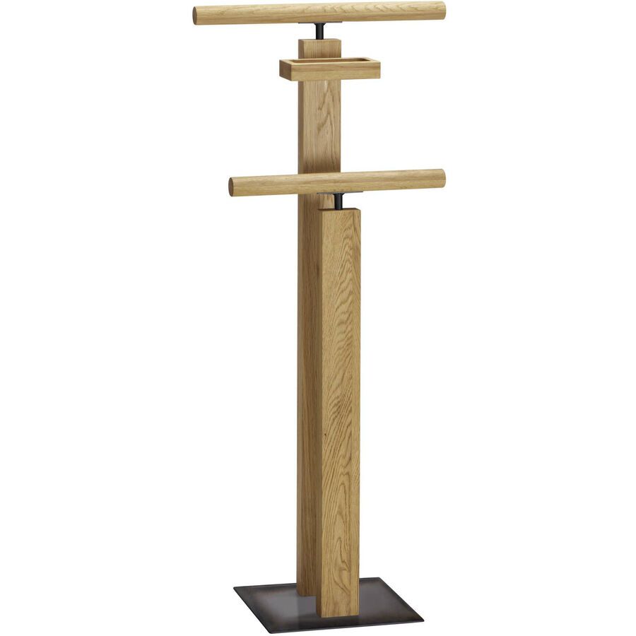 Hasena Herrendiener Claudio Braun/Grau Holz/Stahl 45 cm 107 cm - Farbe: Eiche Bianco, schmiedeisenfarbig - Material: Eiche massiv, Stahl -