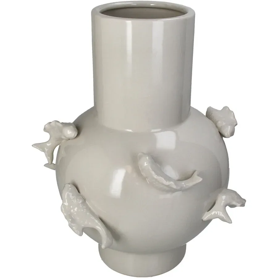 Vase Myko Beige Steingut 36.5 cm - Farbe: elfenbein - Vase