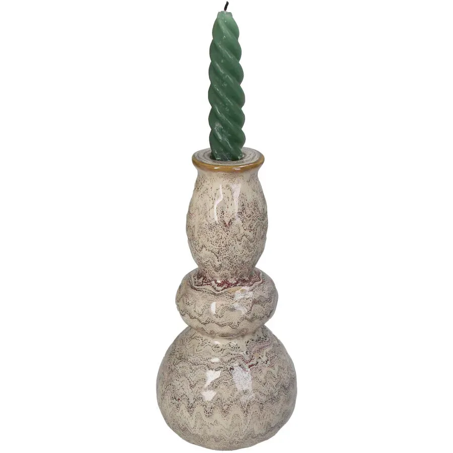 Kerzenhalter Kaars Beige Stein 22 cm - Farbe: sand - Material: Feinsteinzeug - Kerzenhalter