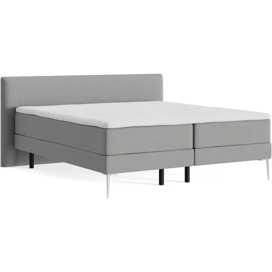 Boxspringbett Bela Grau Stoff 180 x 200 cm - Farbe: hellgrau - Möbel Konfigurator: Traummöbel individuell zusammenstellen - Boxspringbett
