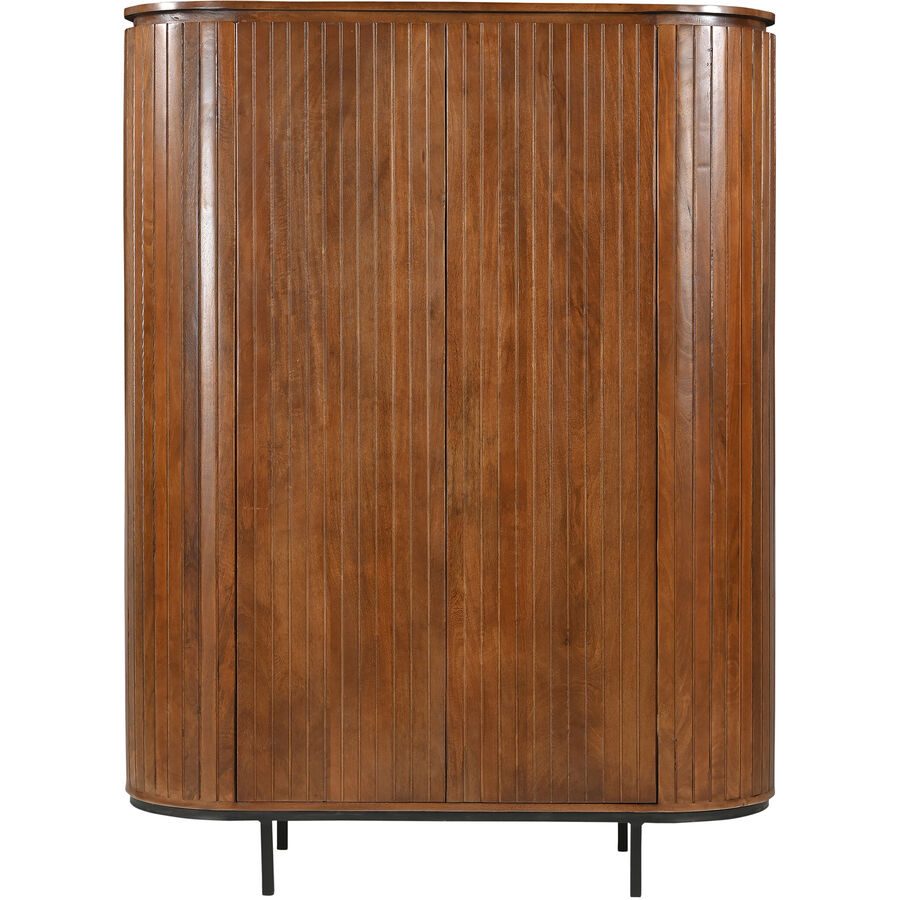 Highboard Mango Braun/Schwarz Holz 115 cm 151 cm - Farbe: natur/schwarz - Material: Mangoholz massiv - Highboard