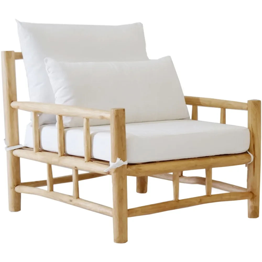 Loungesessel Garda natur/weiss Teak - Loungesessel
