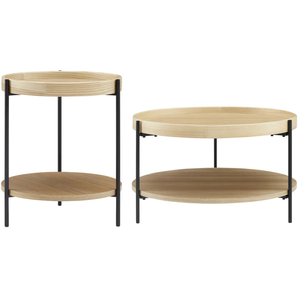 Salontisch Habit Schwarz/Braun Holz/Metall 69 cm - Farbe: natur/schwarz - Material: Holzwerkstoff - Salontisch