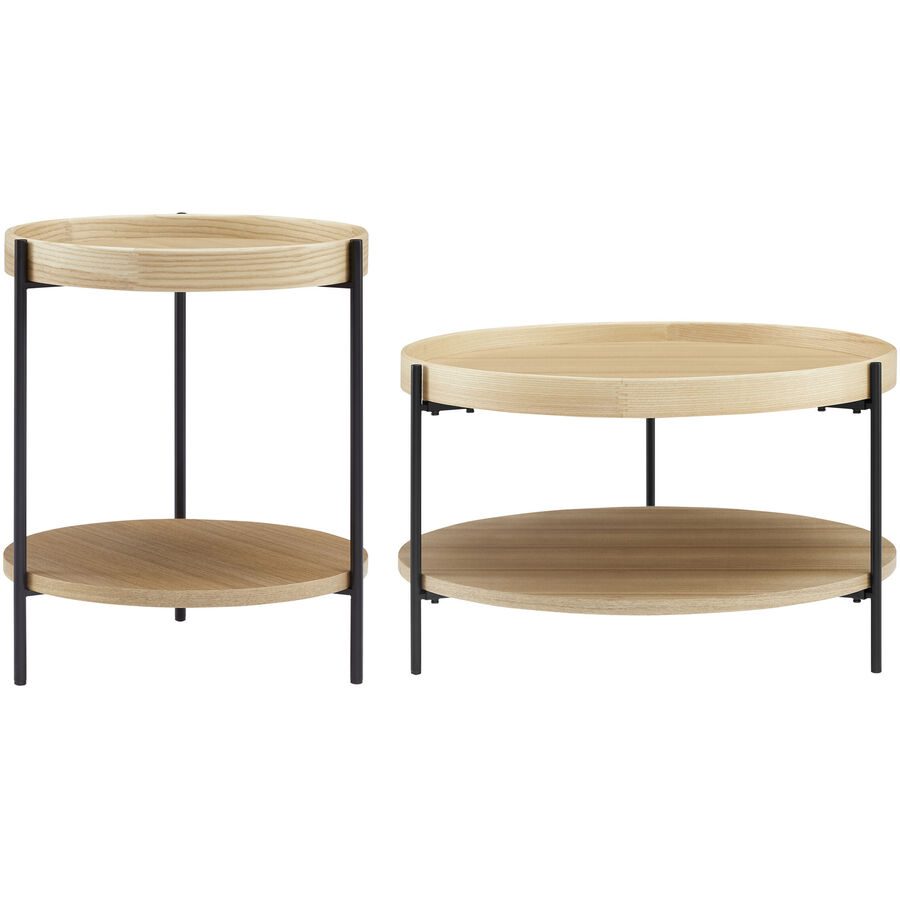 Salontisch Habit Schwarz/Braun Holz/Metall 69 cm - Farbe: natur/schwarz - Material: Holzwerkstoff - Salontisch