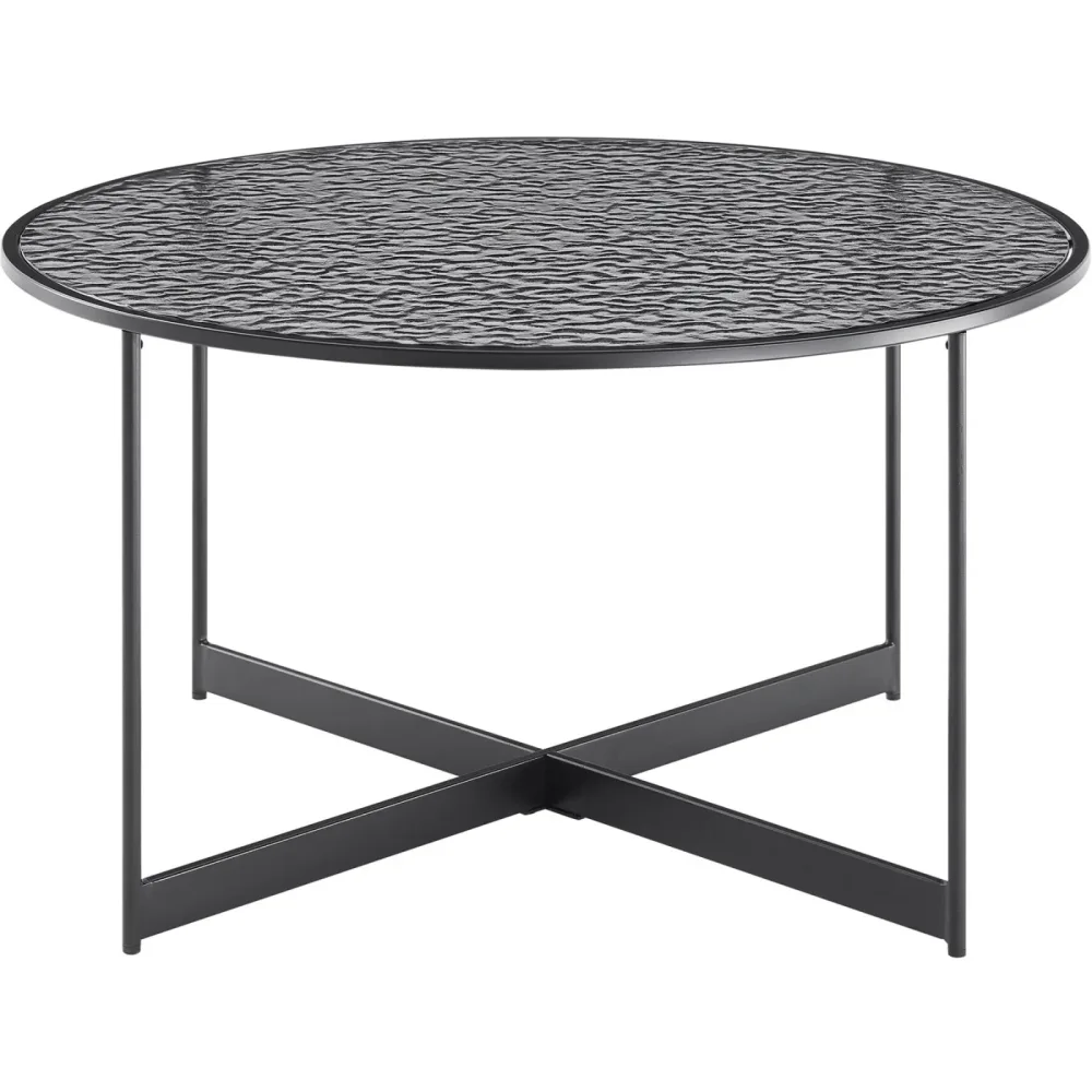 Salontisch Habit Schwarz Glas/Metall 80 cm - Material: Metall/Glas - Salontisch