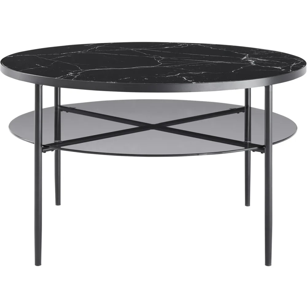 Salontisch Habit Schwarz Glas/Metall 81 cm - Material: Metall/Glas - Salontisch