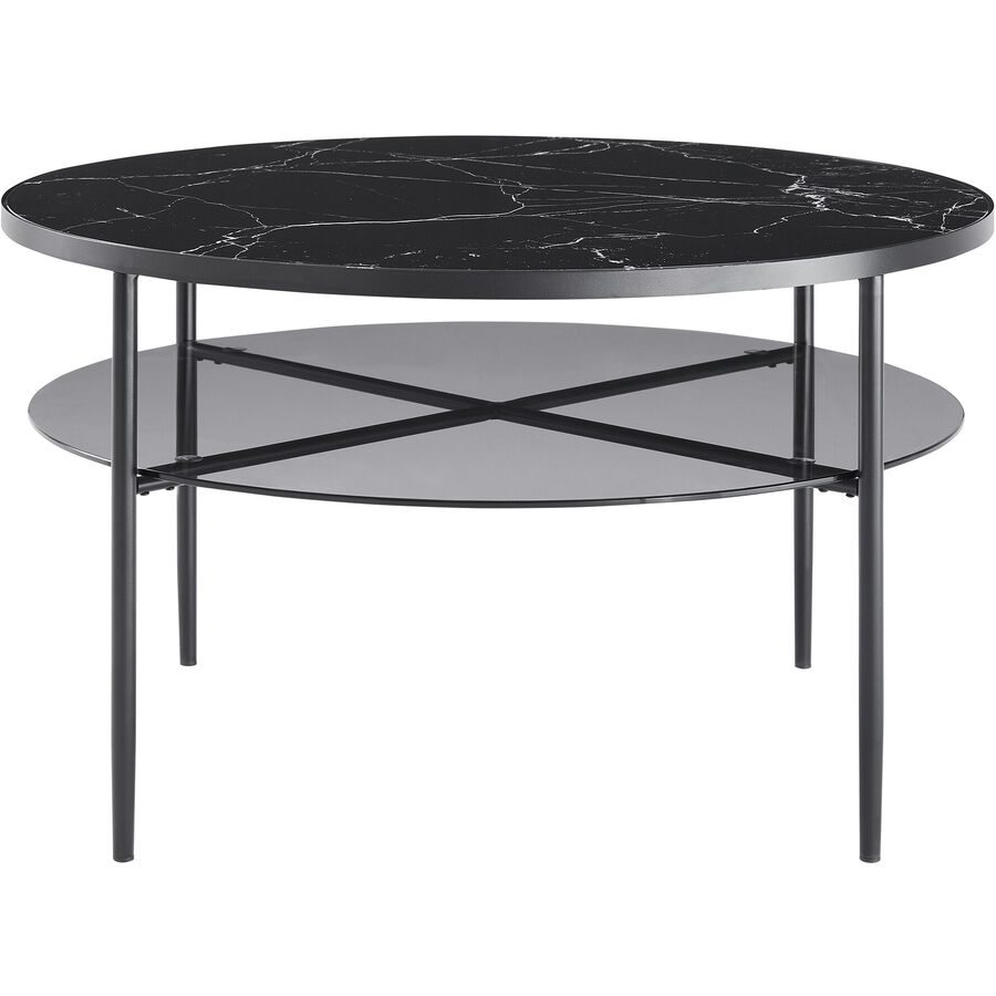 Salontisch Habit Schwarz Glas/Metall 81 cm - Material: Metall/Glas - Salontisch