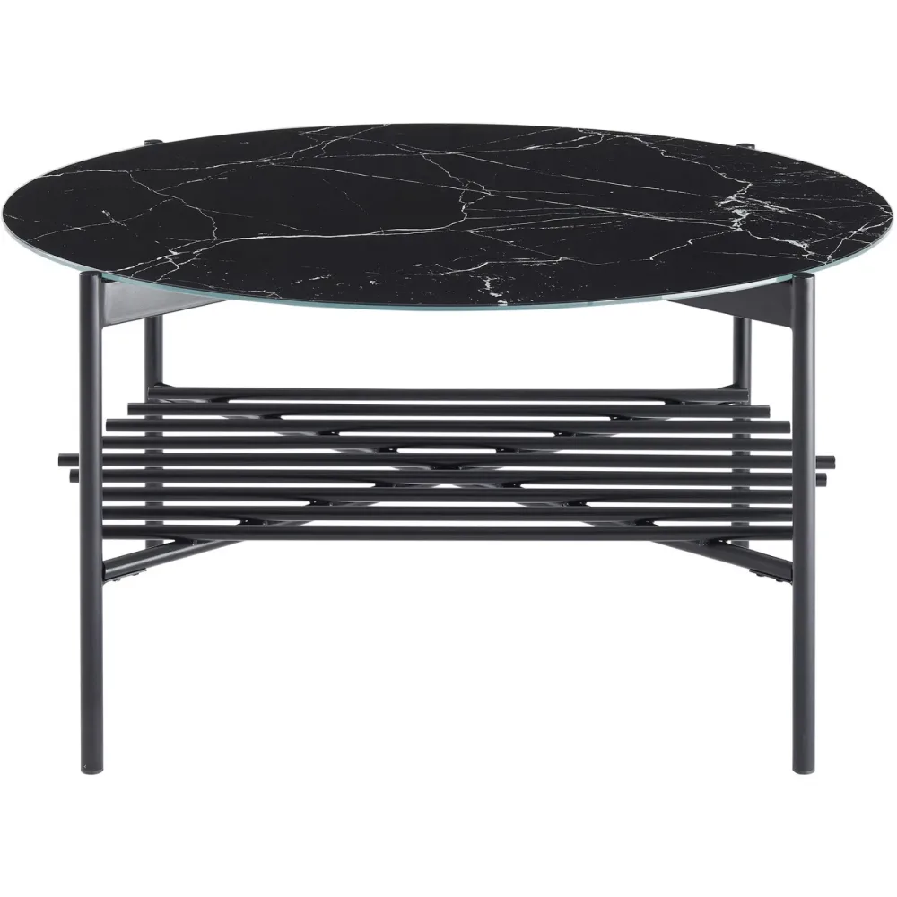 Salontisch Habit Schwarz Glas/Metall 84 cm - Material: Metall/Glas - Salontisch