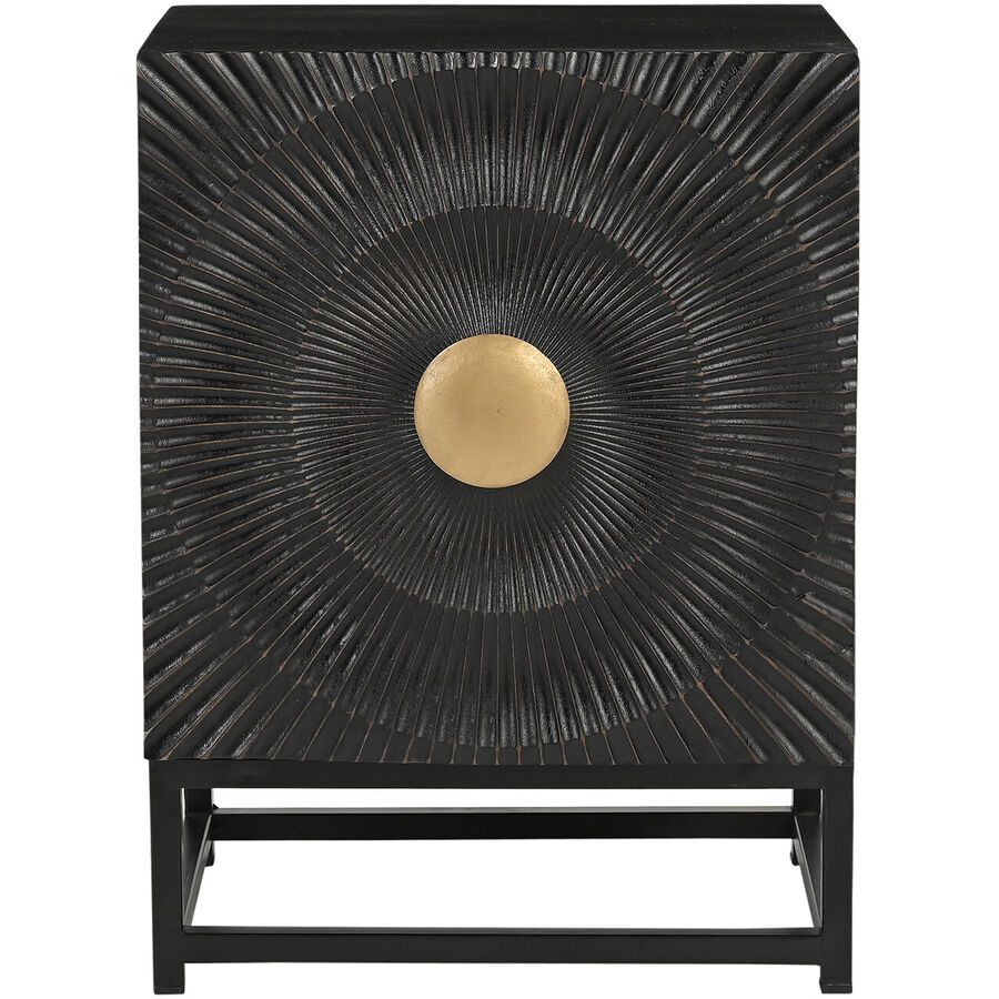 Nachttisch Smooth Schwarz/Gold Holz 45 cm - Material: Mangoholz - Nachttisch