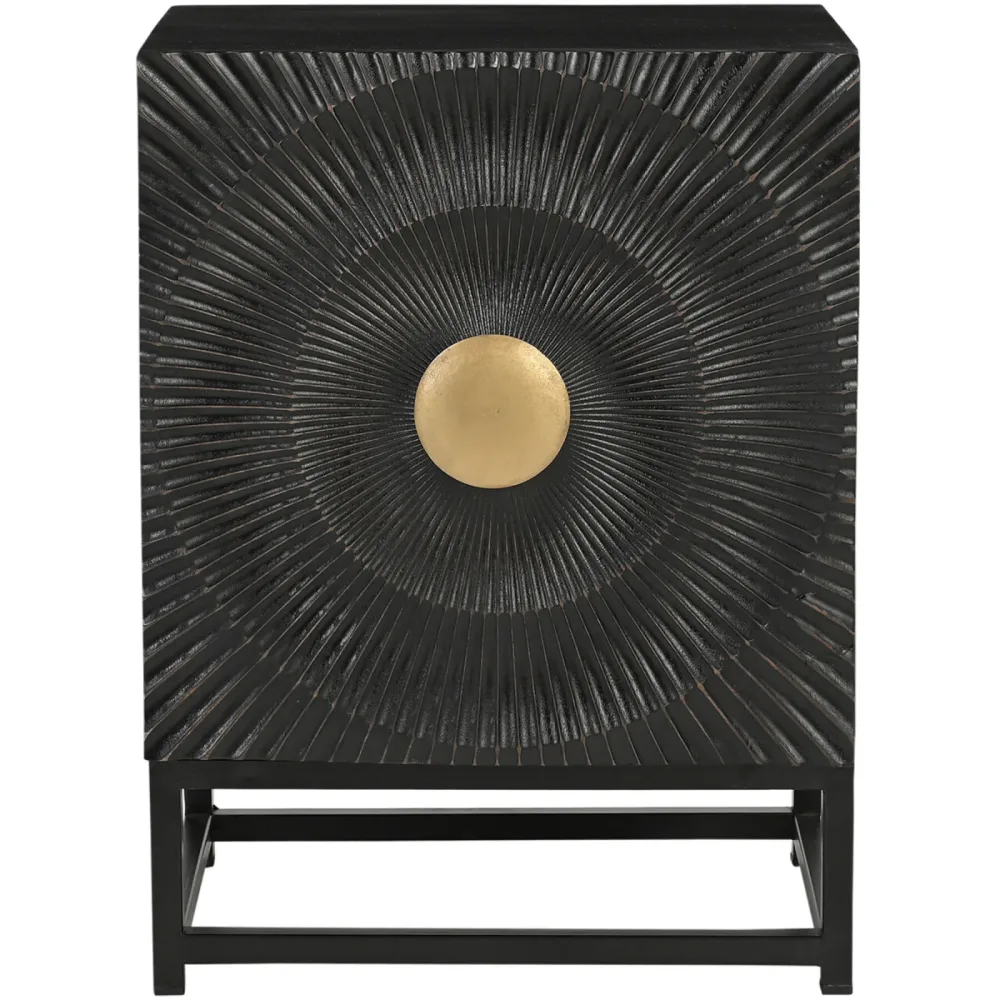 Nachttisch Smooth Schwarz/Gold Holz 45 cm - Material: Mangoholz - Nachttisch