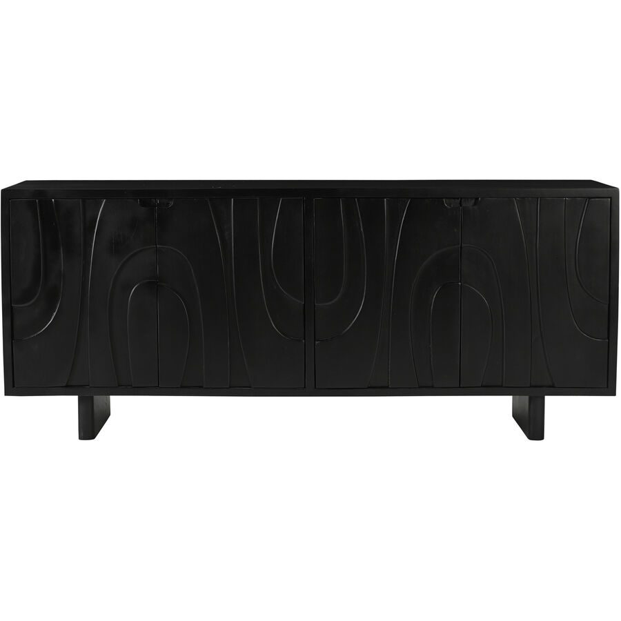 Sideboard Smooth Schwarz Holz 180 cm 76 cm - Material: Mangoholz massiv - Sideboard