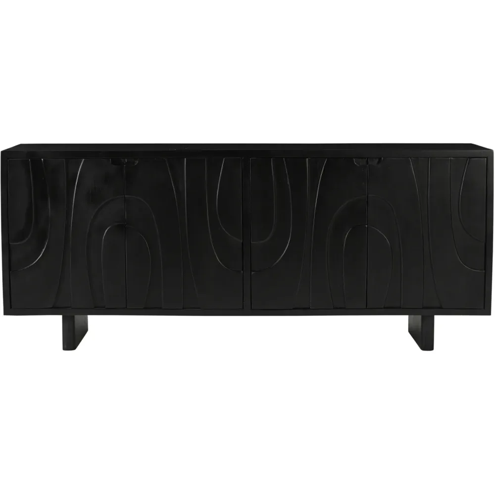 Sideboard Smooth Schwarz Holz 180 cm 76 cm - Material: Mangoholz massiv - Sideboard