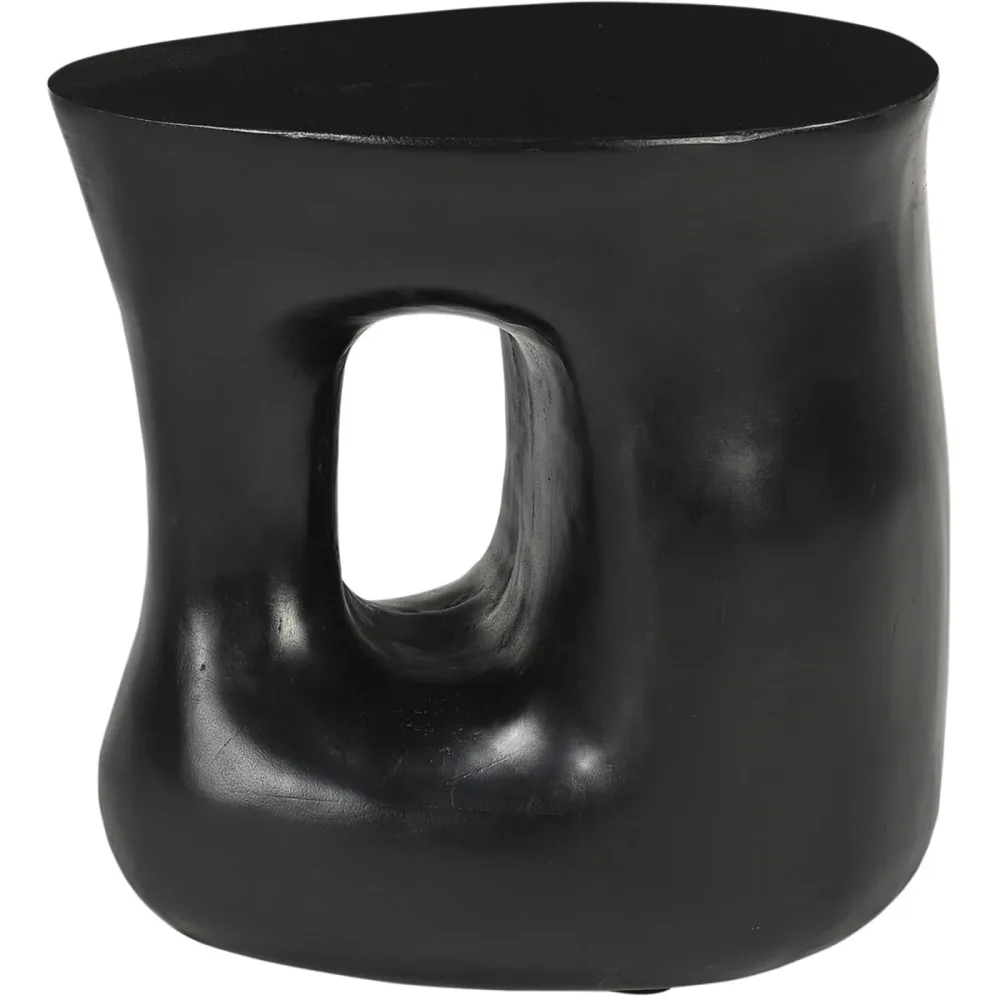 Beistelltisch Smooth Schwarz Holz 40 cm - Material: Mangoholz massiv - Beistelltisch
