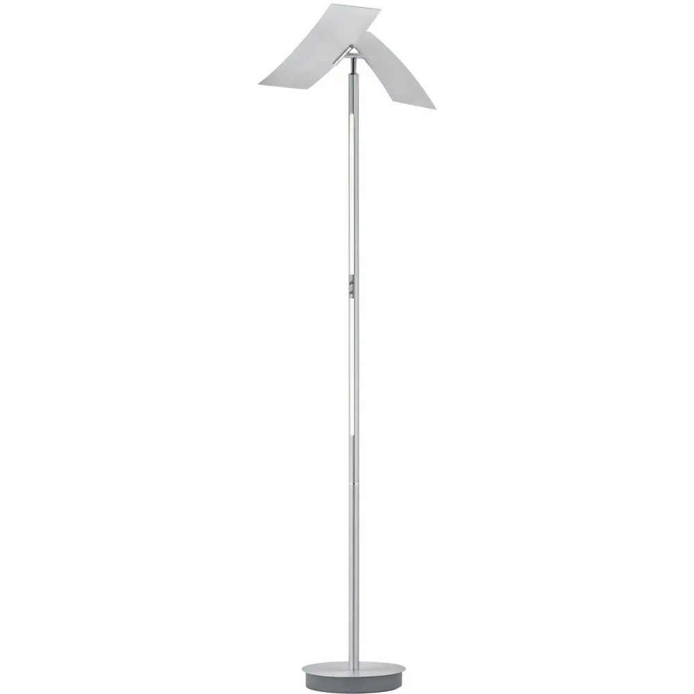 Stehlampe Montana Silber Aluminium/Eisen 39 cm 180 cm - Farbe: Aluminium matt - LED - Lichtfarbe: Extra warmweiss - Helles Neutralweiss - Stehlampe-