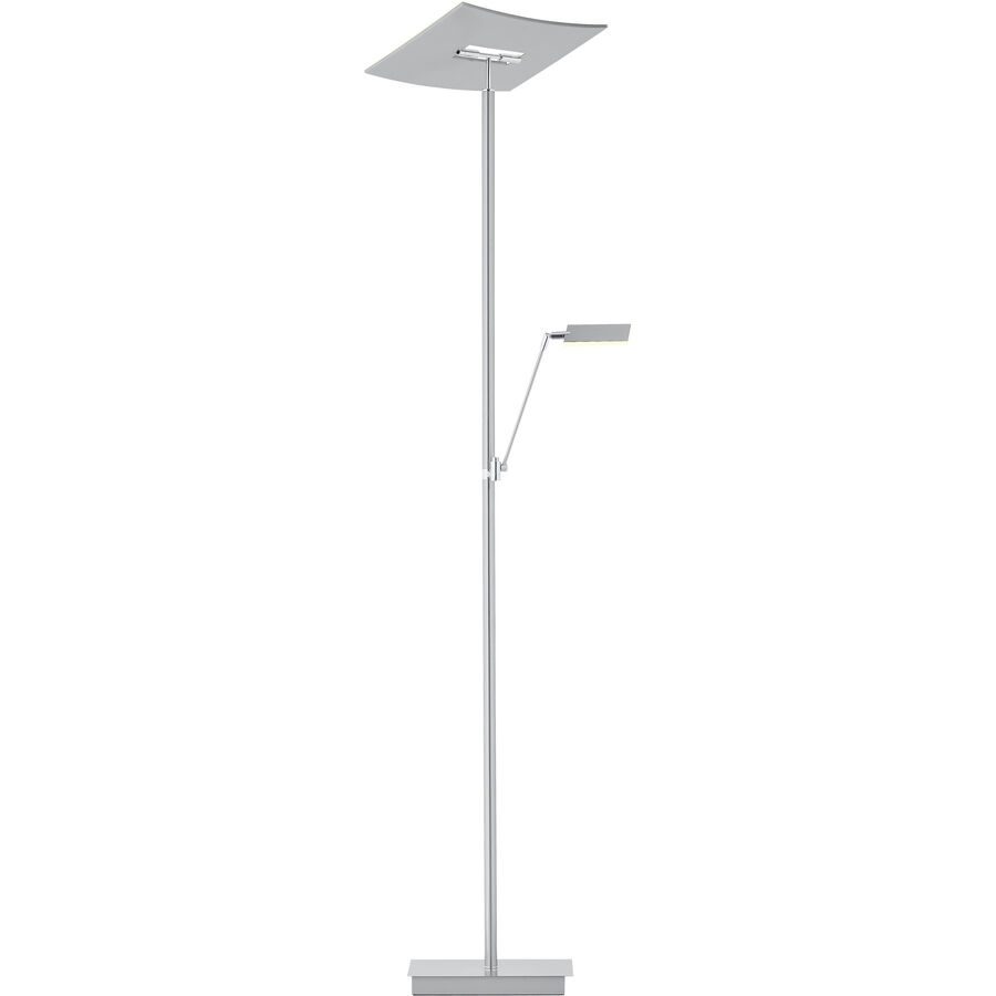 Leselampe Maluna Grau Aluminium/Eisen 39 cm 180 cm - Farbe: Nickel matt - LED - Lichtfarbe: Extra warmweiss - Leselampe- LED Energiesparlampe