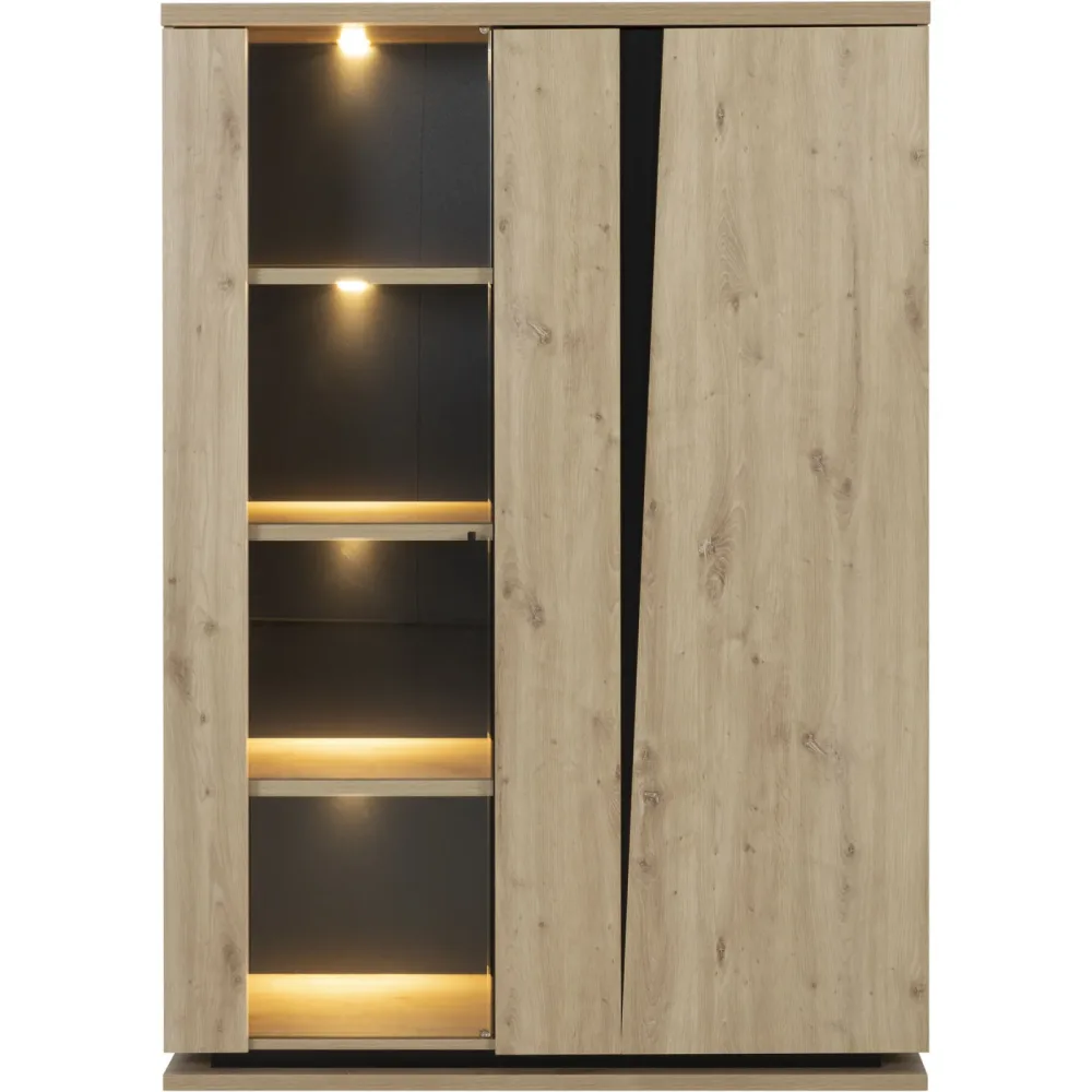 Geschirrschrank Crack Braun Holz/Holzwerkstoff 120 cm 170 cm - Farbe: eiche - Material: Holzwerkstoff und Spanplatte - Geschirrschrank
