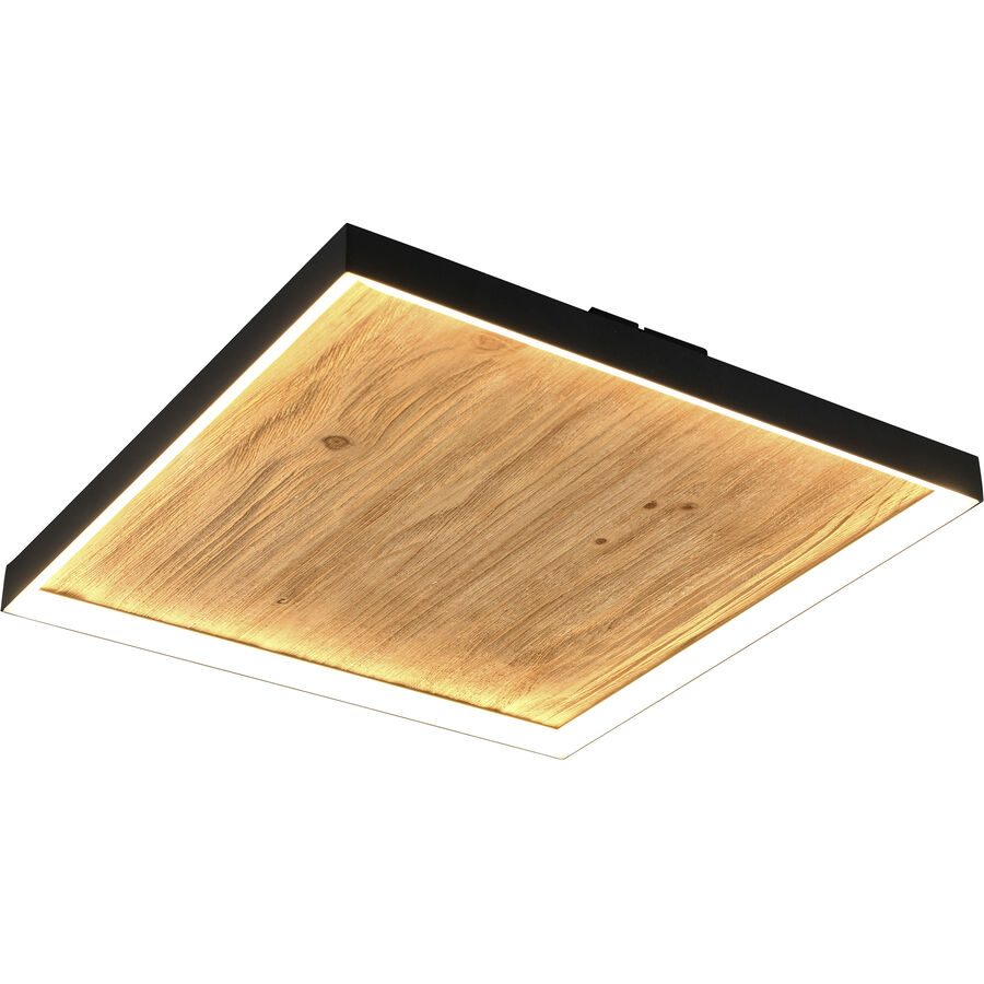 Deckenlampe Glen Holz/Metall schwarz - Farbe: natur/schwarz - LED - Lichtfarbe: Warmweiss - Deckenlampe- LED Energiesparlampe