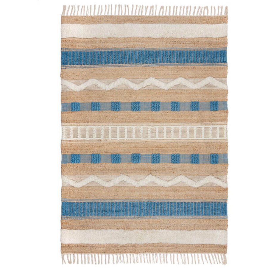Teppich Nagomi Blau/Braun Jute 120 cm 170 cm - Farbe: braun/blau - Teppich