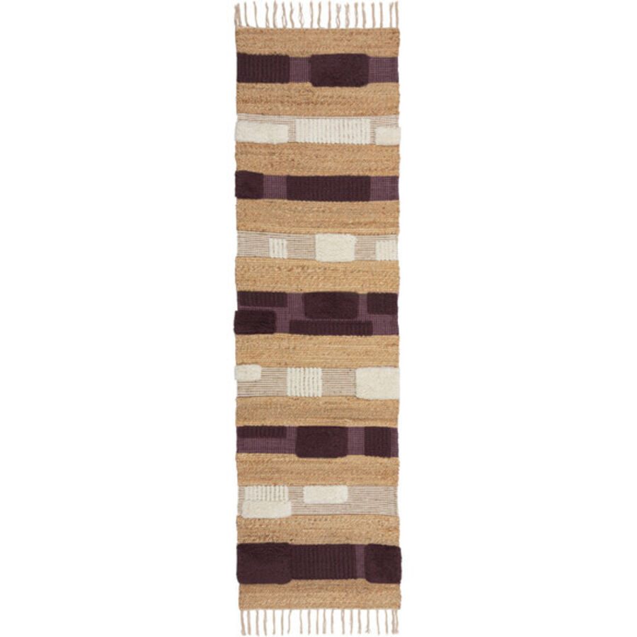 Teppich Slammer Lila/Weiss Jute 60 cm 230 cm - Farbe: lilaweiss - Teppich