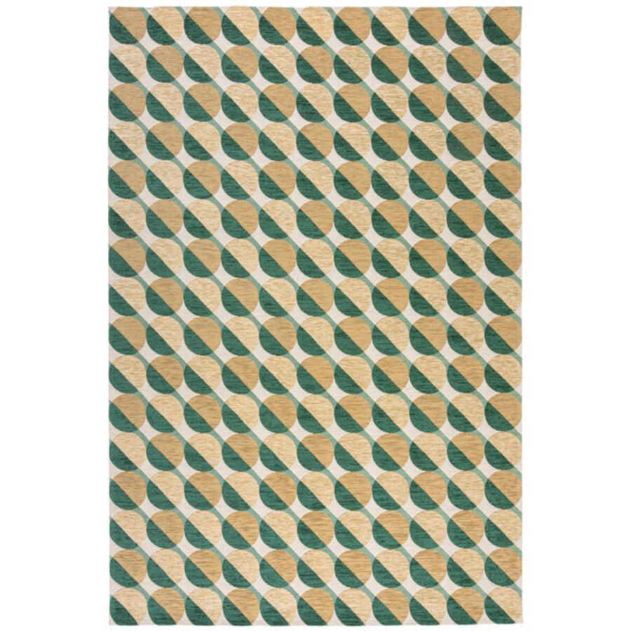 Teppich Folklore Beige/Grün Polyester/Kunststoff 155 cm 230 cm - Material: Acryl/Polyester - Teppich