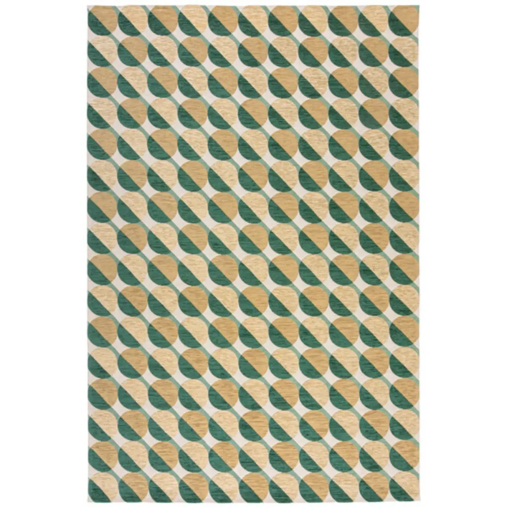 Teppich Folklore Beige/Grün Polyester/Kunststoff 155 cm 230 cm - Material: Acryl/Polyester - Teppich