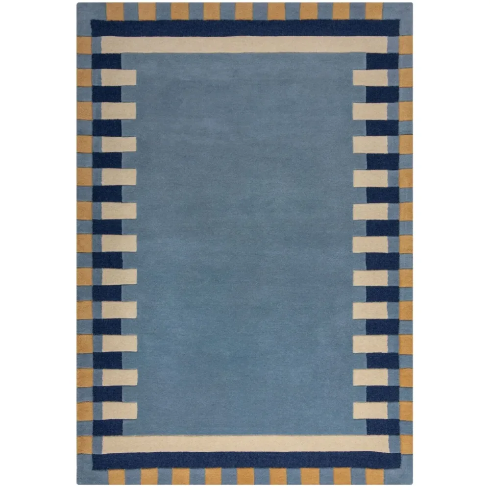 Teppich Skandy Blau/Gelb Wolle 200 cm 290 cm - Teppich