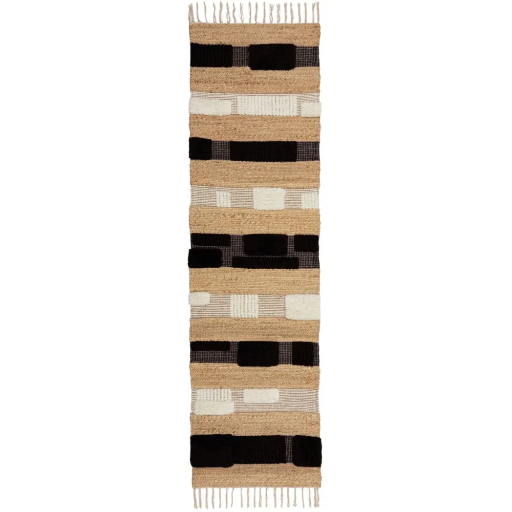 Teppich Slammer Braun/Schwarz/Weiss Jute 60 cm 230 cm - Teppich