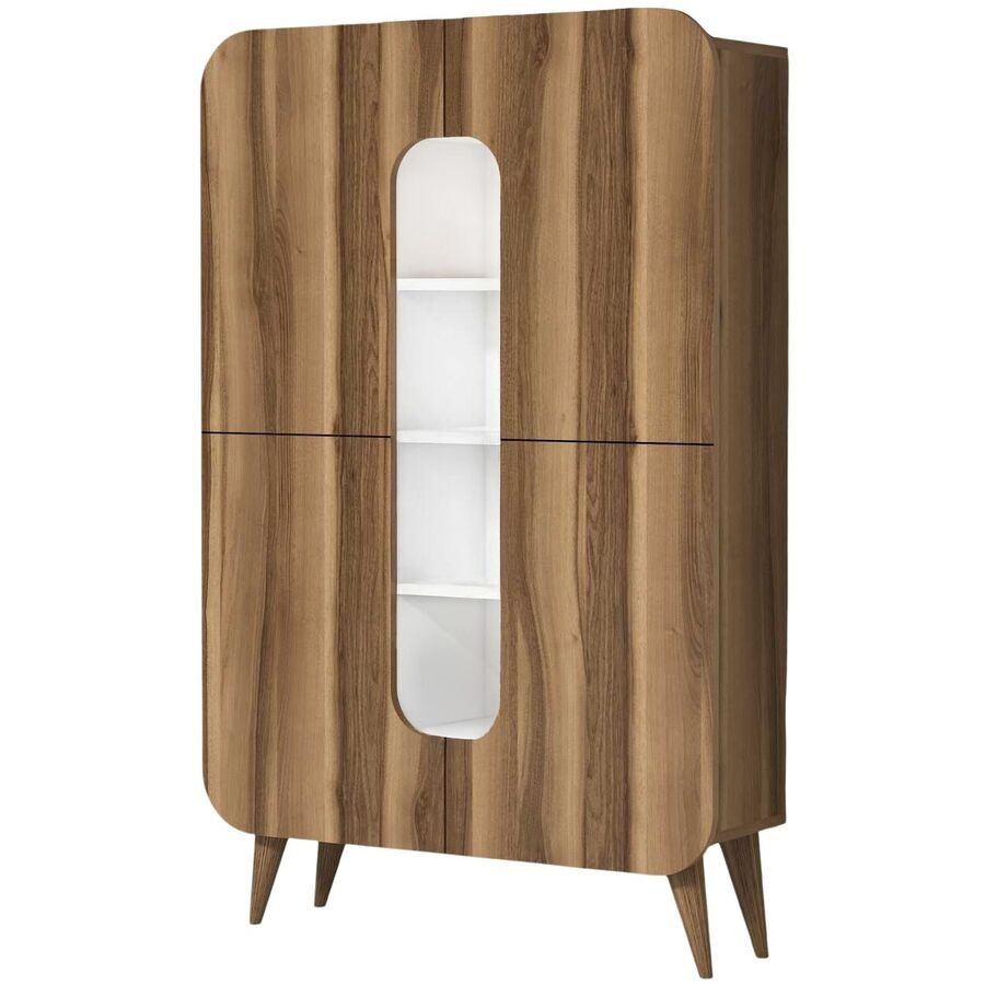 Schrank Yemek Braun Holzwerkstoff/Kunstharz 93 cm 144 cm - Farbe: Walnuss - Material: Melaminbeschichtete Spanplatte - Schrank