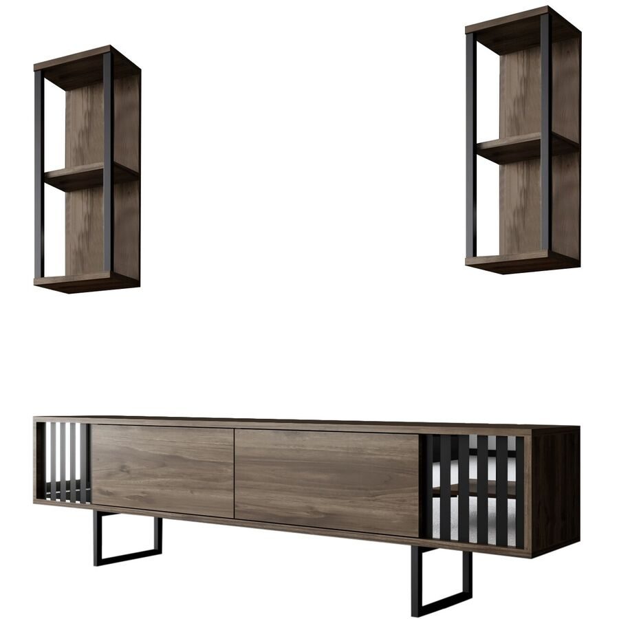 TV-Möbel Yasam Braun Holzwerkstoff 18 cm 180 cm 30 cm - Farbe: Walnuss - Material: Melaminbeschichtete Spanplatte - TV-Möbel
