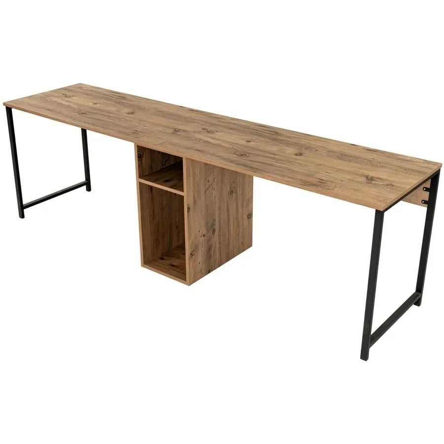 Schreibtisch Yemek Braun Holzwerkstoff 240 cm - Farbe: Kiefer - Material: Melaminbeschichtete Spanplatte - Schreibtisch