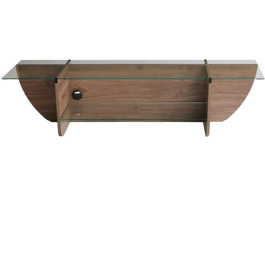 TV-Möbel Yasam Braun Glas/Holzwerkstoff 44 cm 9 cm 163 cm - Farbe: Walnuss - Material: Glas/Melaminbeschichtete Spanplatte - TV-Möbel