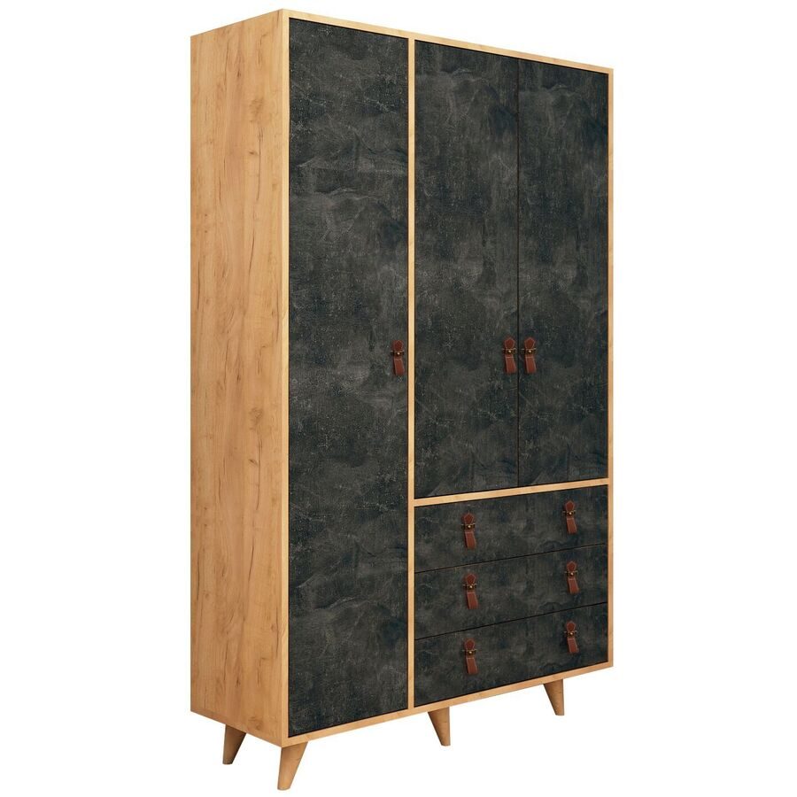Kleiderschrank Uyumak Braun Holzwerkstoff 180 cm 54 cm 31 cm - Farbe: eiche - Material: Melamin - Kleiderschrank