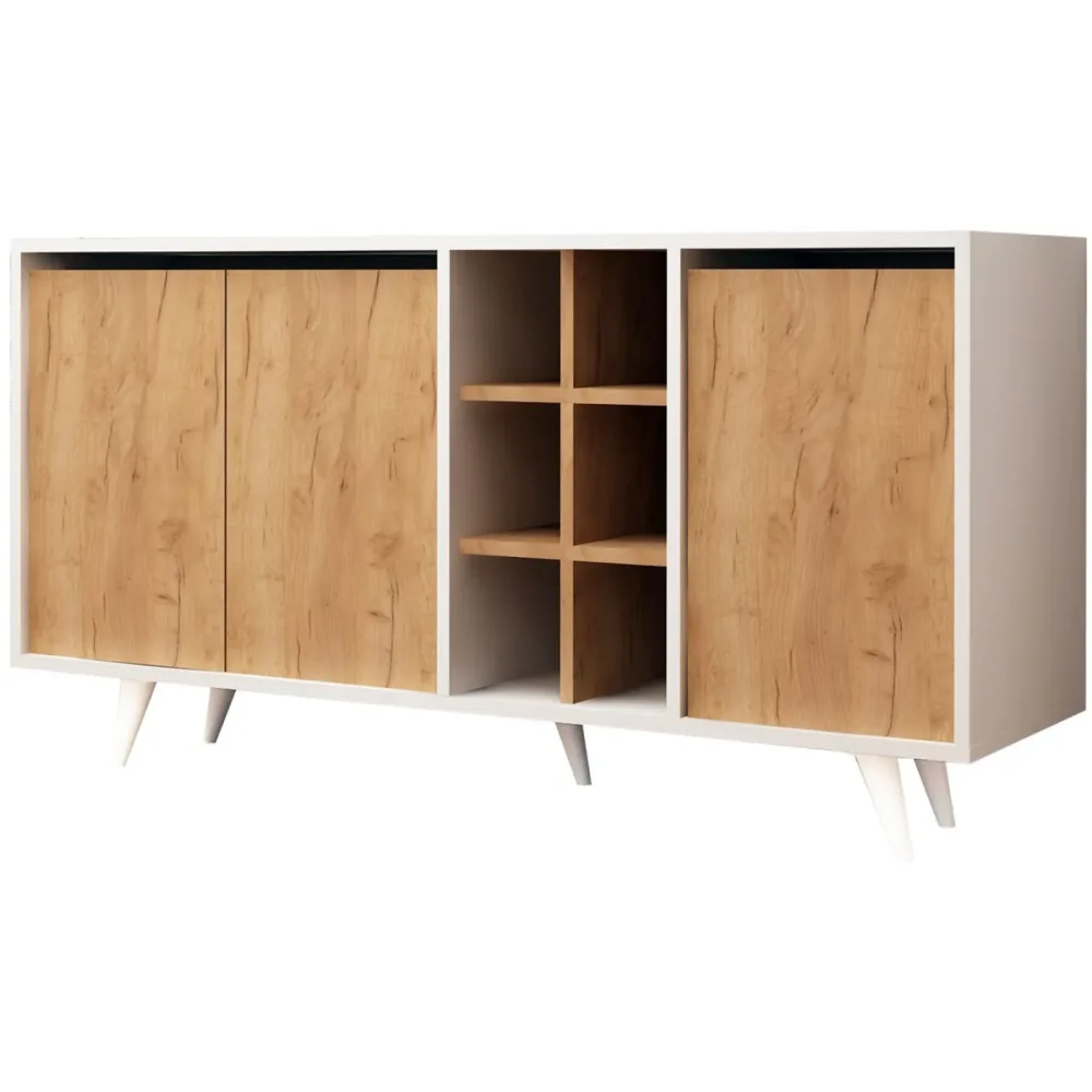 Konsole Yemek Braun Holzwerkstoff 146 cm - Farbe: eiche - Material: 100% Melaminbeschichtete Spanplatte - Konsole