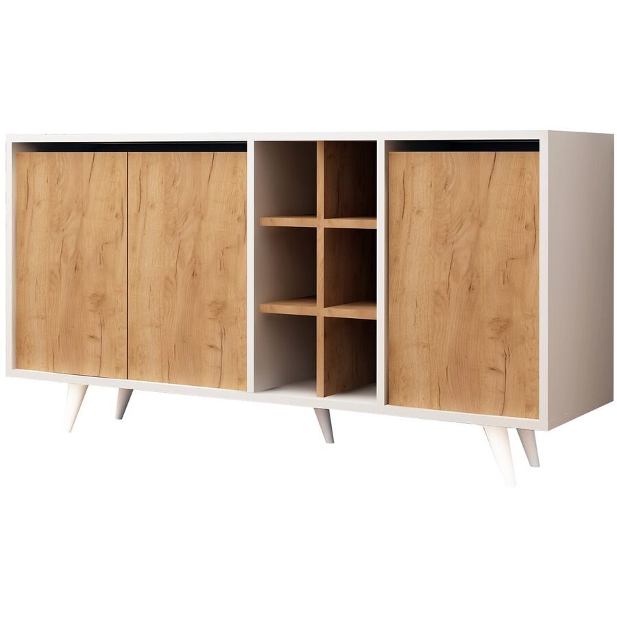 Konsole Yemek Braun Holzwerkstoff 146 cm - Farbe: eiche - Material: 100% Melaminbeschichtete Spanplatte - Konsole
