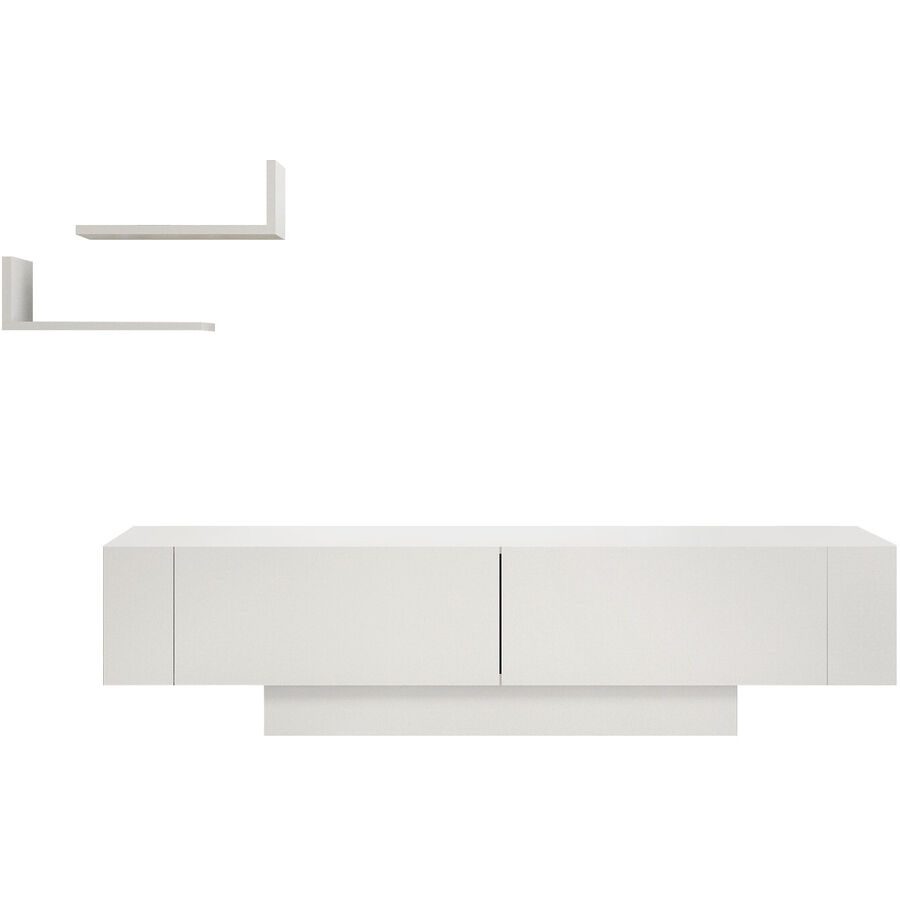 TV-Möbel Yasam Weiss Holzwerkstoff 41.6 cm 150 cm 31.5 cm - Material: Melaminbeschichtete Spanplatte - TV-Möbel